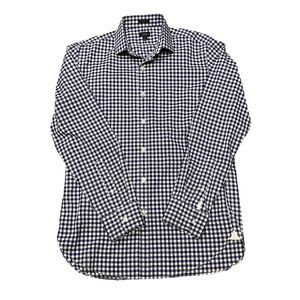 J Crew Men Ludlow 120’s 2 Ply Shirt Men Medium Blue White Check Career City Chic